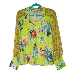 Aratta Floral Blouse in Yellow and Blue
